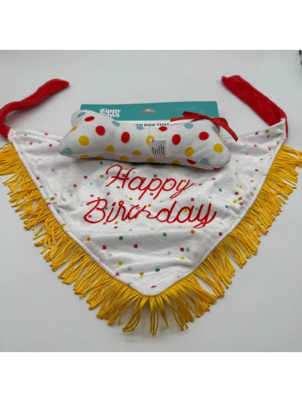 ZippyPaws Birthday Bandana and Bone 2-Pack Dog Toy Plush Zippy Paws ZP1600 NEW